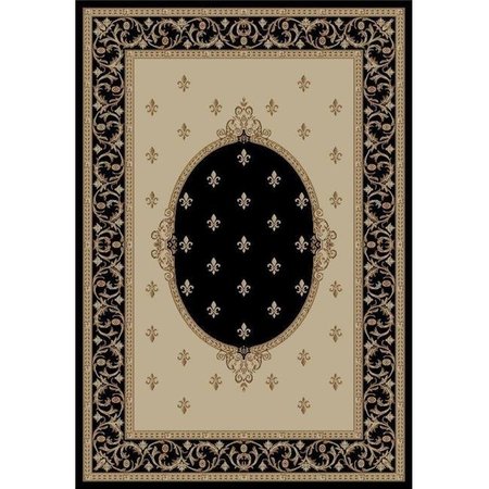 CONCORD GLOBAL TRADING Concord Global 63136 6 ft. 7 in. x 9 ft. 3 in. Jewel F. Lys Medallion - Black 63136